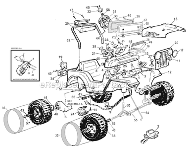Part Location Diagram of 0801-0269 Power Wheels Motor Bolt